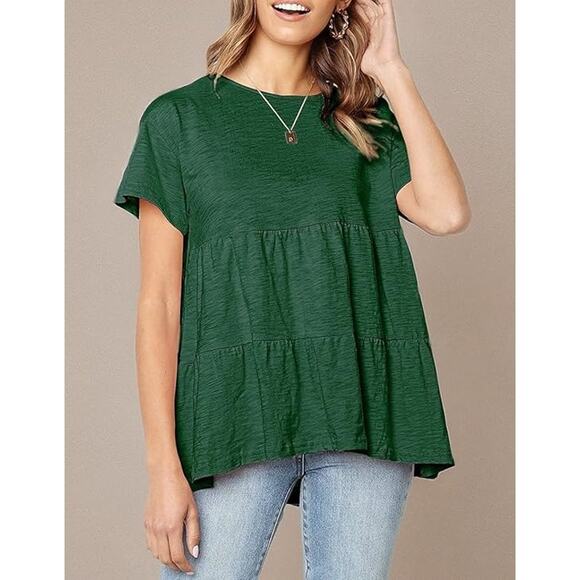 Women’s Medium Green Peplum Top Blouse (Runs Large) - Picture 5 of 5